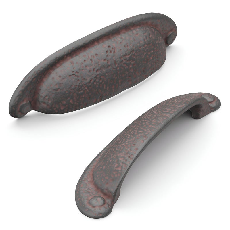 Hickory Hardware 1 Pack Solid Core Kitchen Cabinet Pull, Luxury Cabinet Handle, Hardware for Doors & Dresser Drawers, 3.78 Inch (96mm) Hole Center, Rustic Iron, Refined Rustic Collection - Image 1